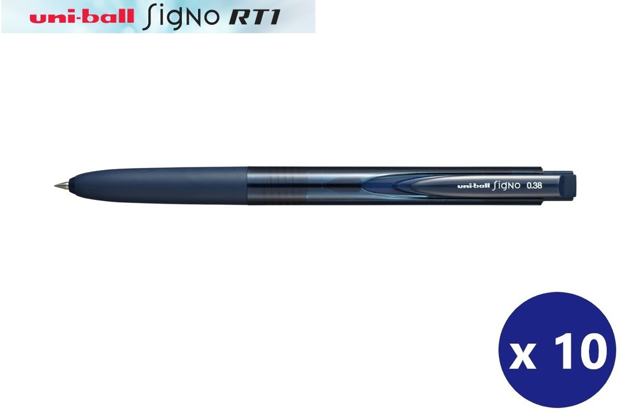 Pack of 10 -Black Uni SigNo RT1 UMN-155-38 0.38mm Retractable Gel Ballpoint Pen