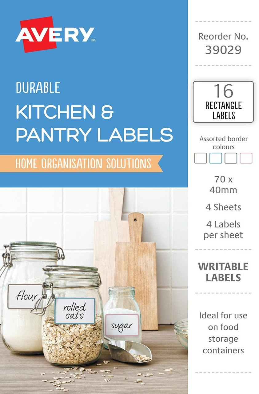 Avery 39029 Assorted Rectangular Kitchen Pantry Labels 70 X