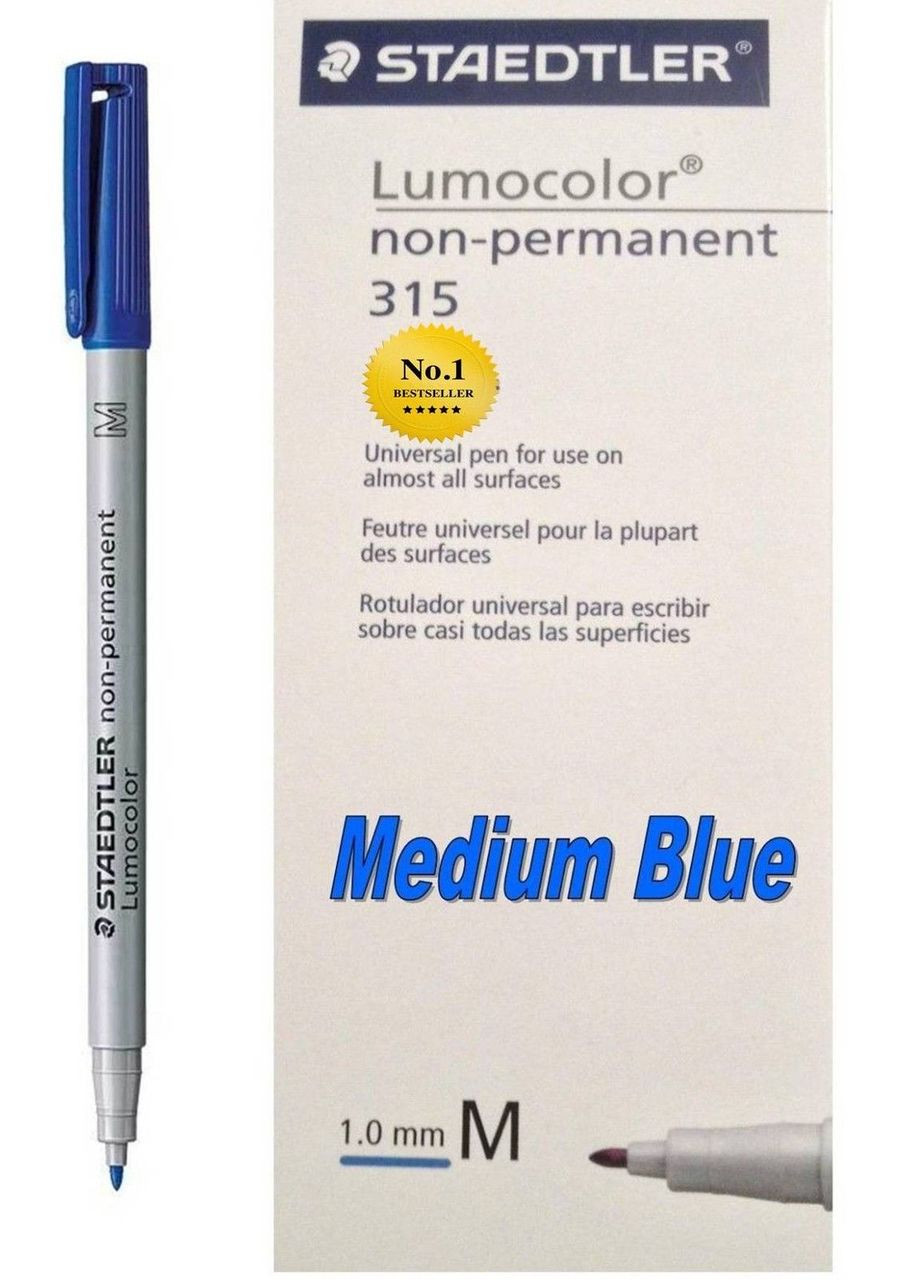 hemel eenzaam basketbal Staedtler 315-3 Lumocolor Non-Permanent Pen Medium Blue Box 10 | MegaX