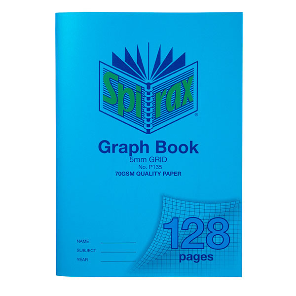 Spirax 56135P P135 Graph Book A4 5mm Grid 128 Pages Box 10 Mega Office Supplies