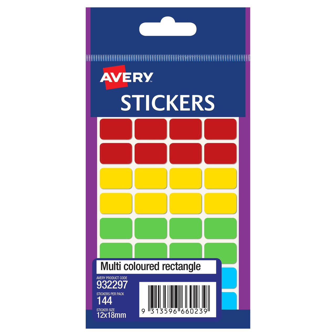 Avery 932297 Multi Coloured Multi Purpose Stickers Rectangle 18