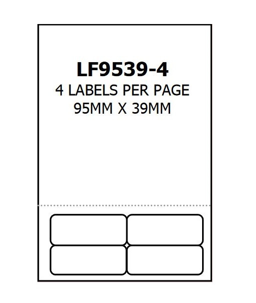 BALA STOCK FORMS AUSTRALIA LF9539-4 INTEGRATED LABELS 95 x 39MM - PACK OF  500 SHEETS