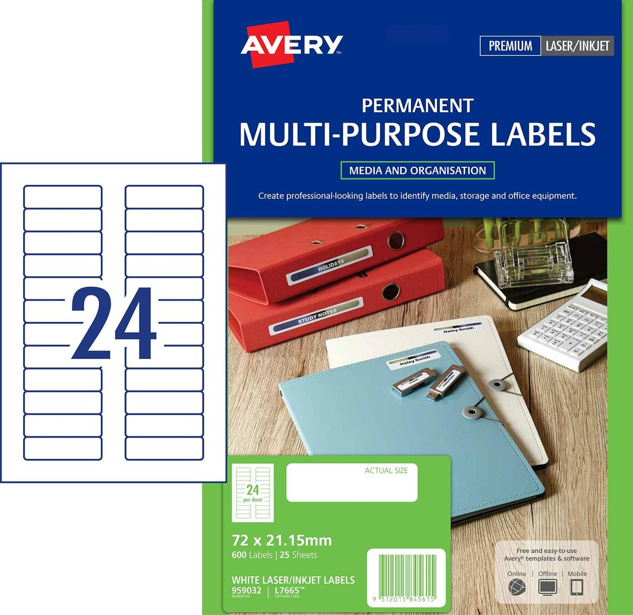 Avery L7665 White Mini Data Labels - 24UP | Mega Office Supplies