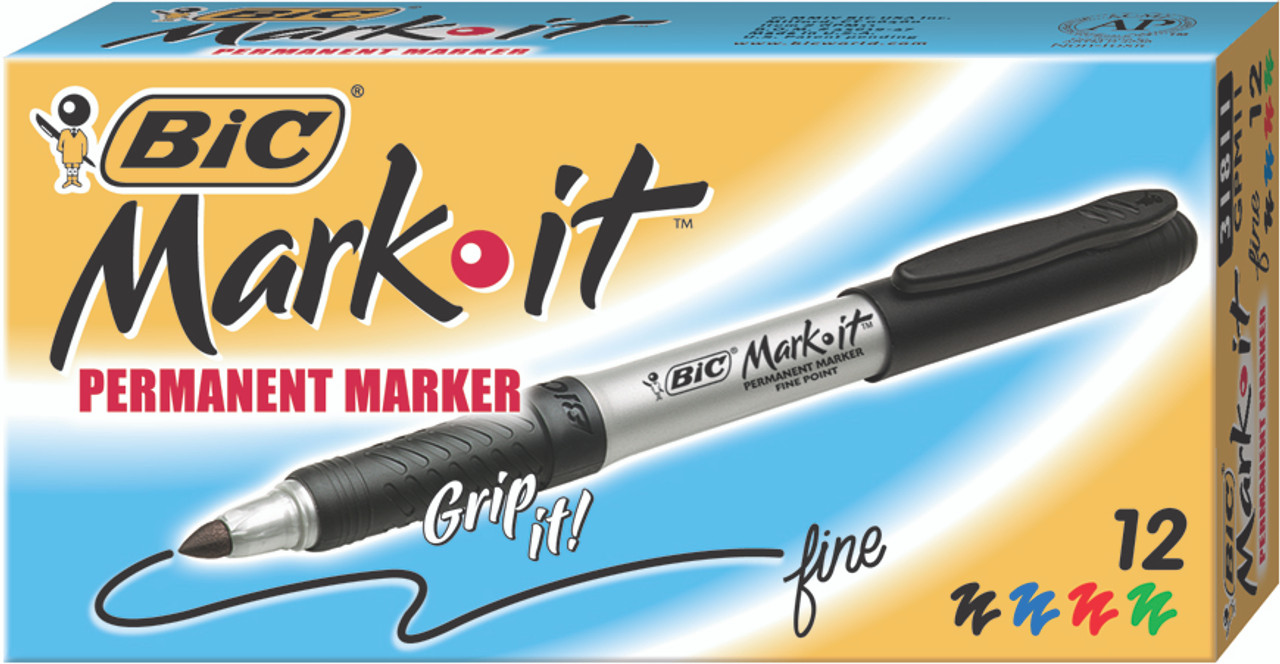 12pk. BIC Marking Retractable Permanent Marker Black Fine Tip