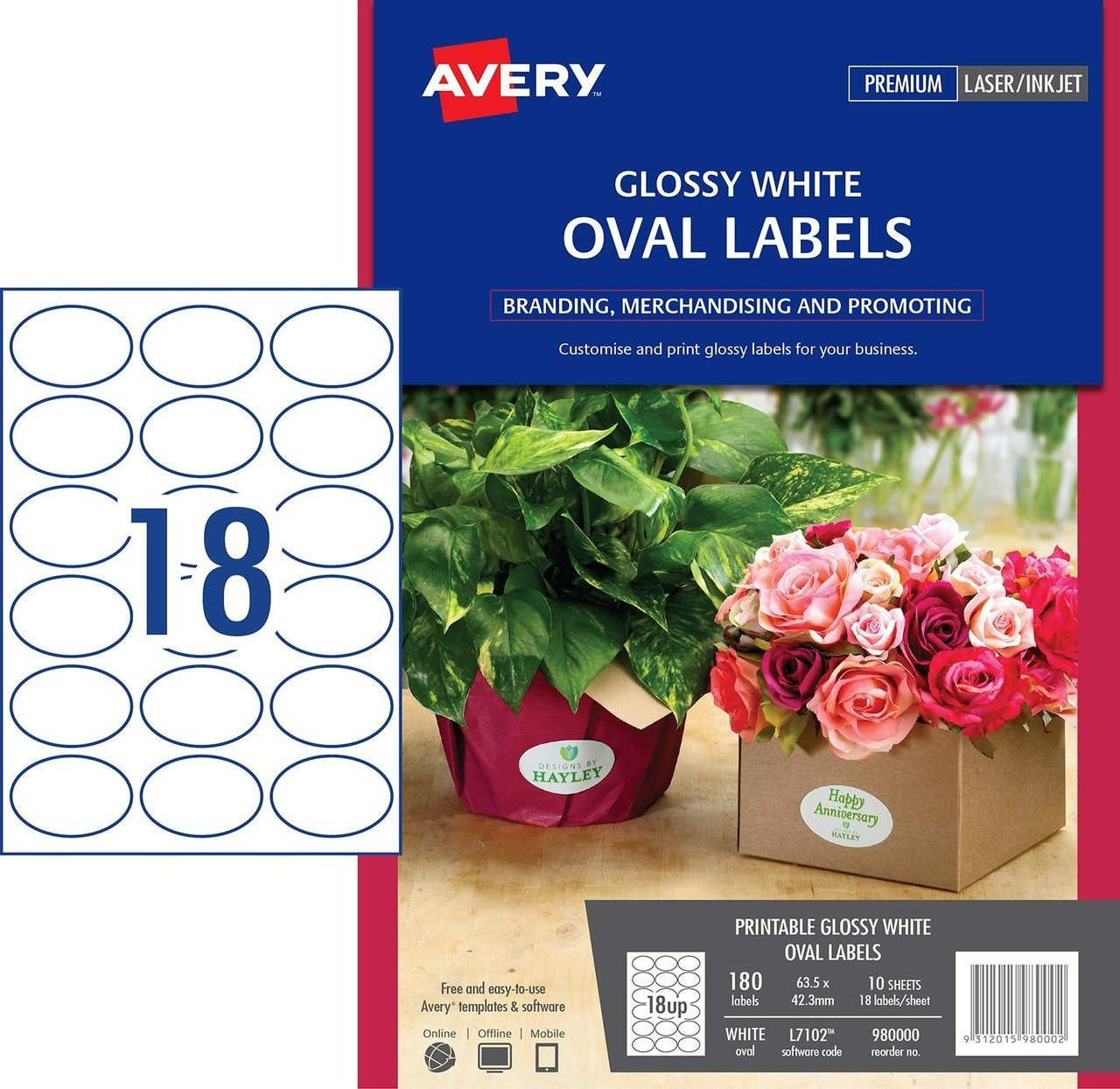 Avery L7102 Glossy White Oval Labels | Mega Office Supplies