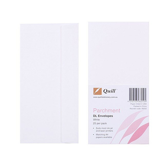 Quill 100850042 White Ivory Parchment Envelope Dl 90Gsm Pack 25 Mega