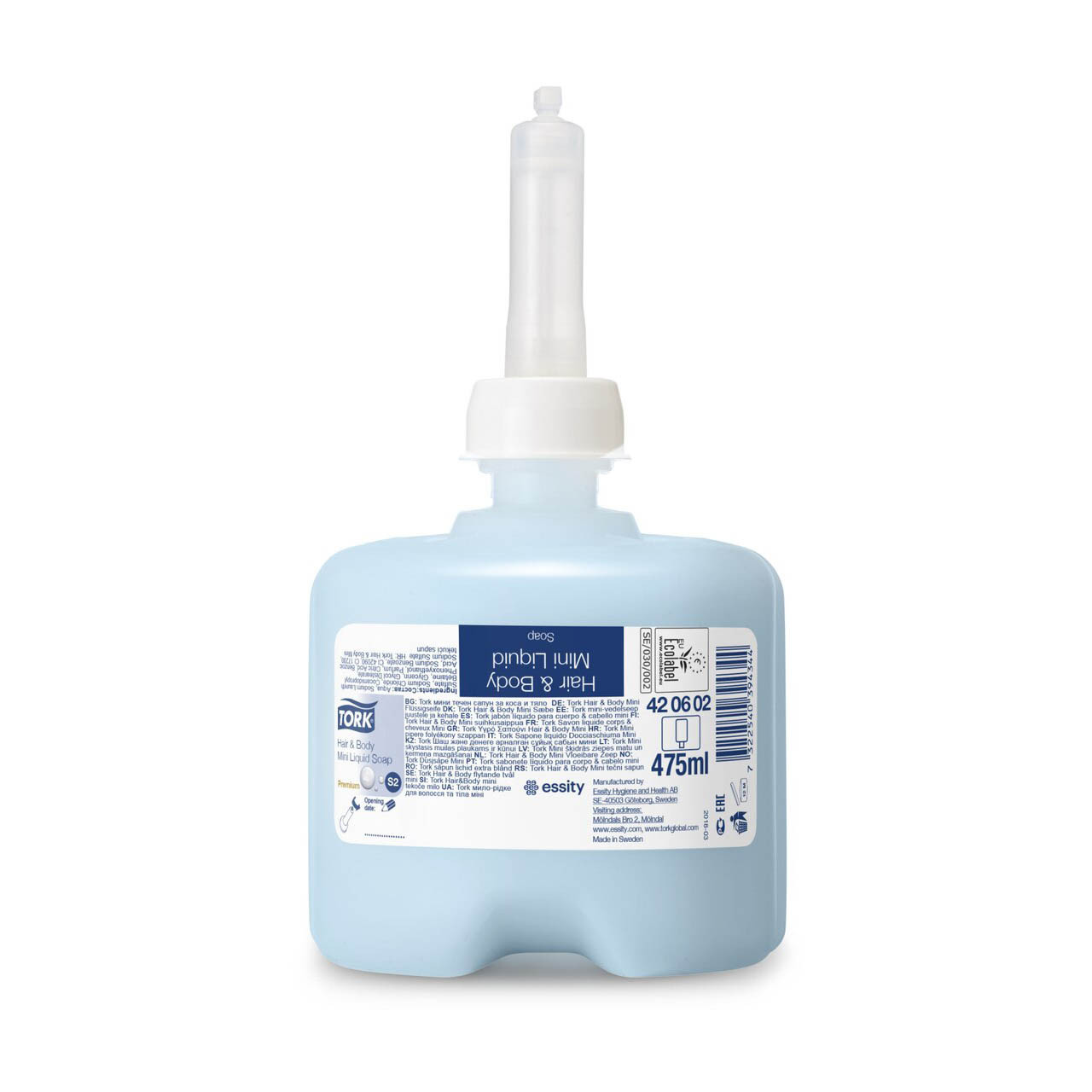 Tork 420602 Hair And Body Mini Liquid Soap S2 Blue 475Ml Carton Of 8