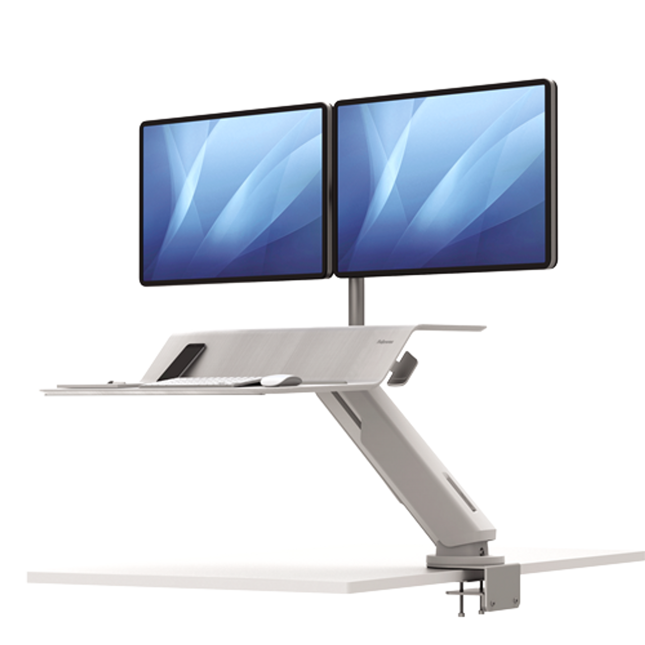 Fellowes 8081801 White Sit Stand Workstation Lotus Rt Dual