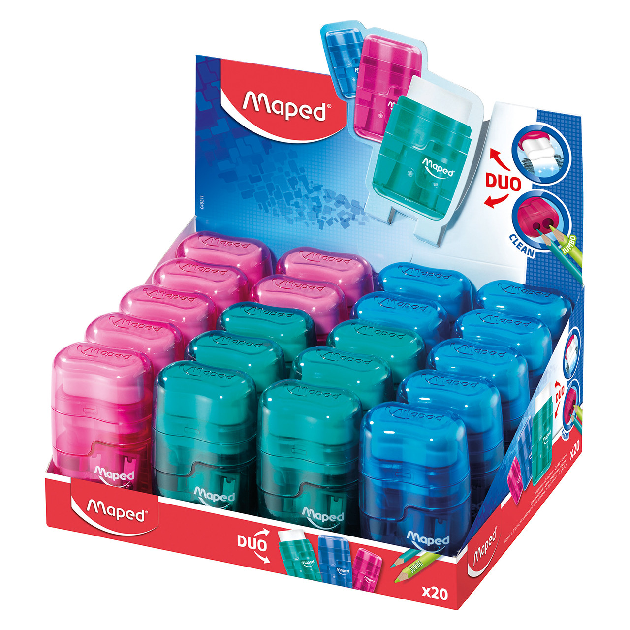 Maped Pastel Pencil Sharpener and Eraser Connect Duo Assorted Colours