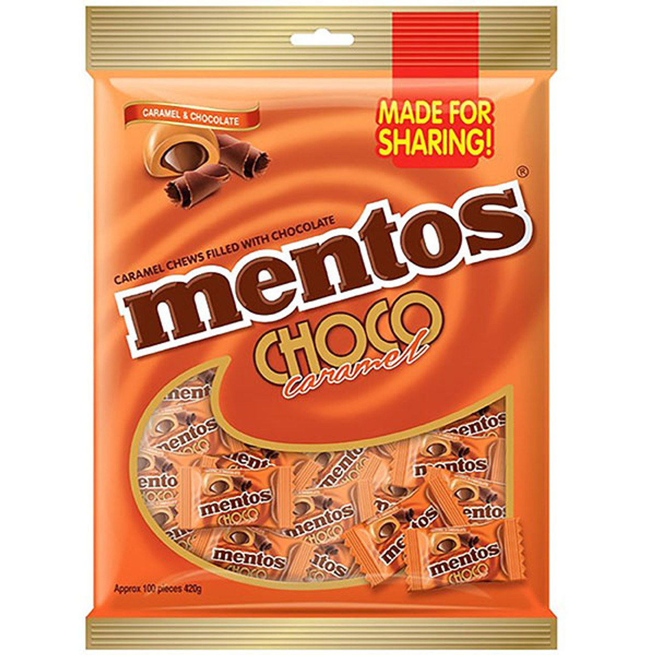 Mentos 82134358 Lollies Choco Caramel 420G Pack