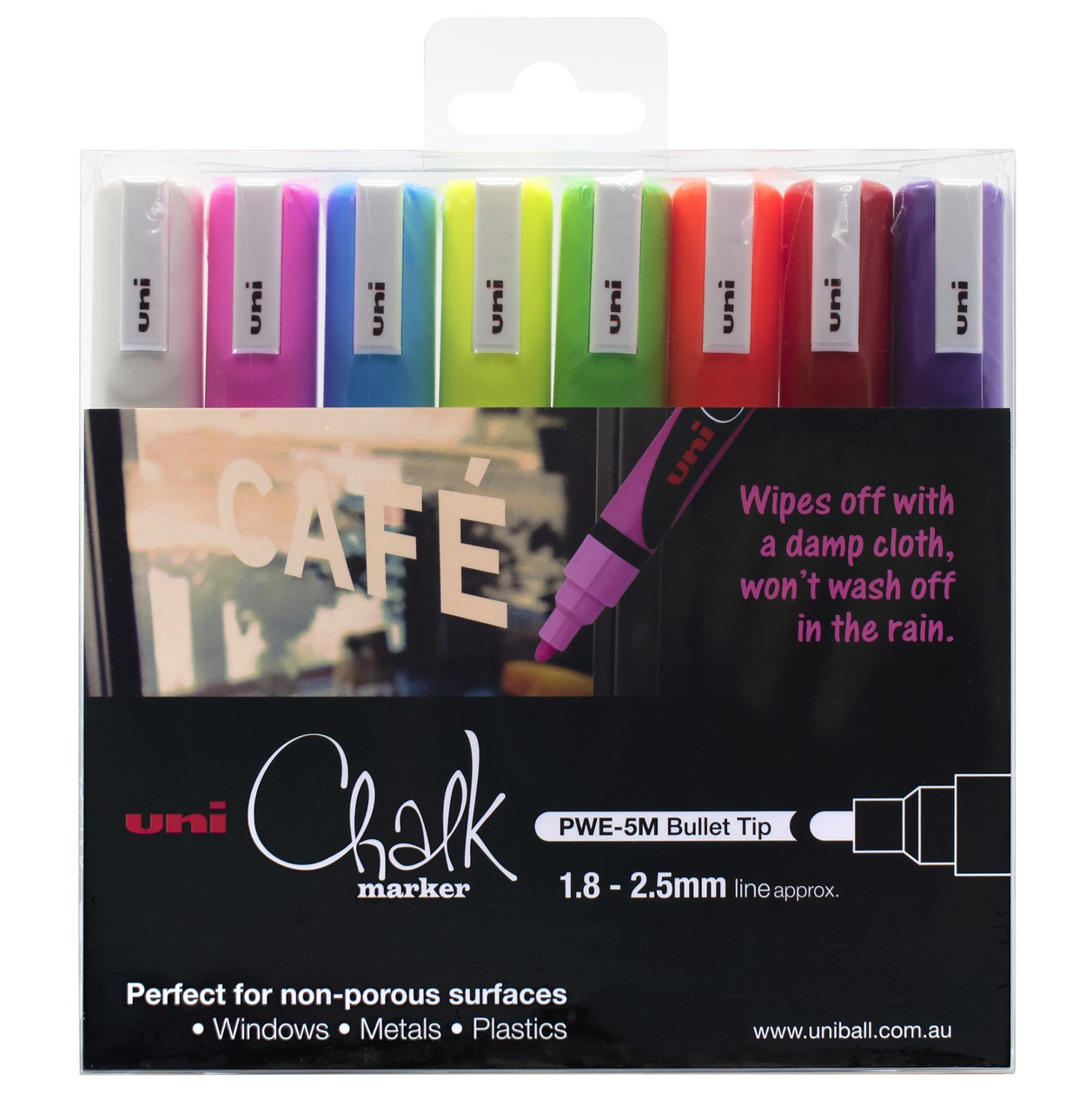 Uni ball Chalk Marker Assorted Colours Set of 8