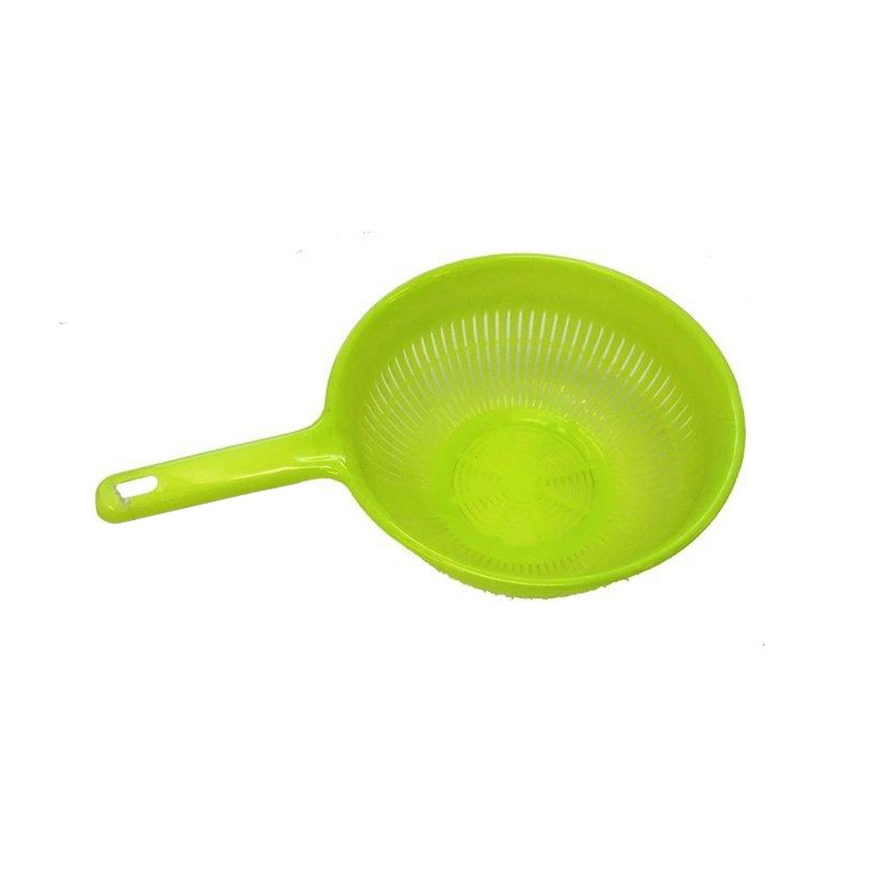 green plastic colander