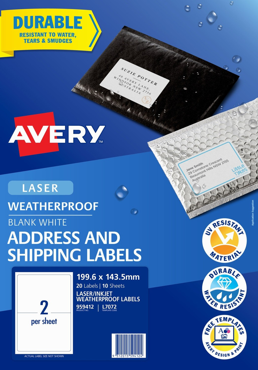 Avery L7072 Weatherproof Shipping Labels Mega Office Supplies
