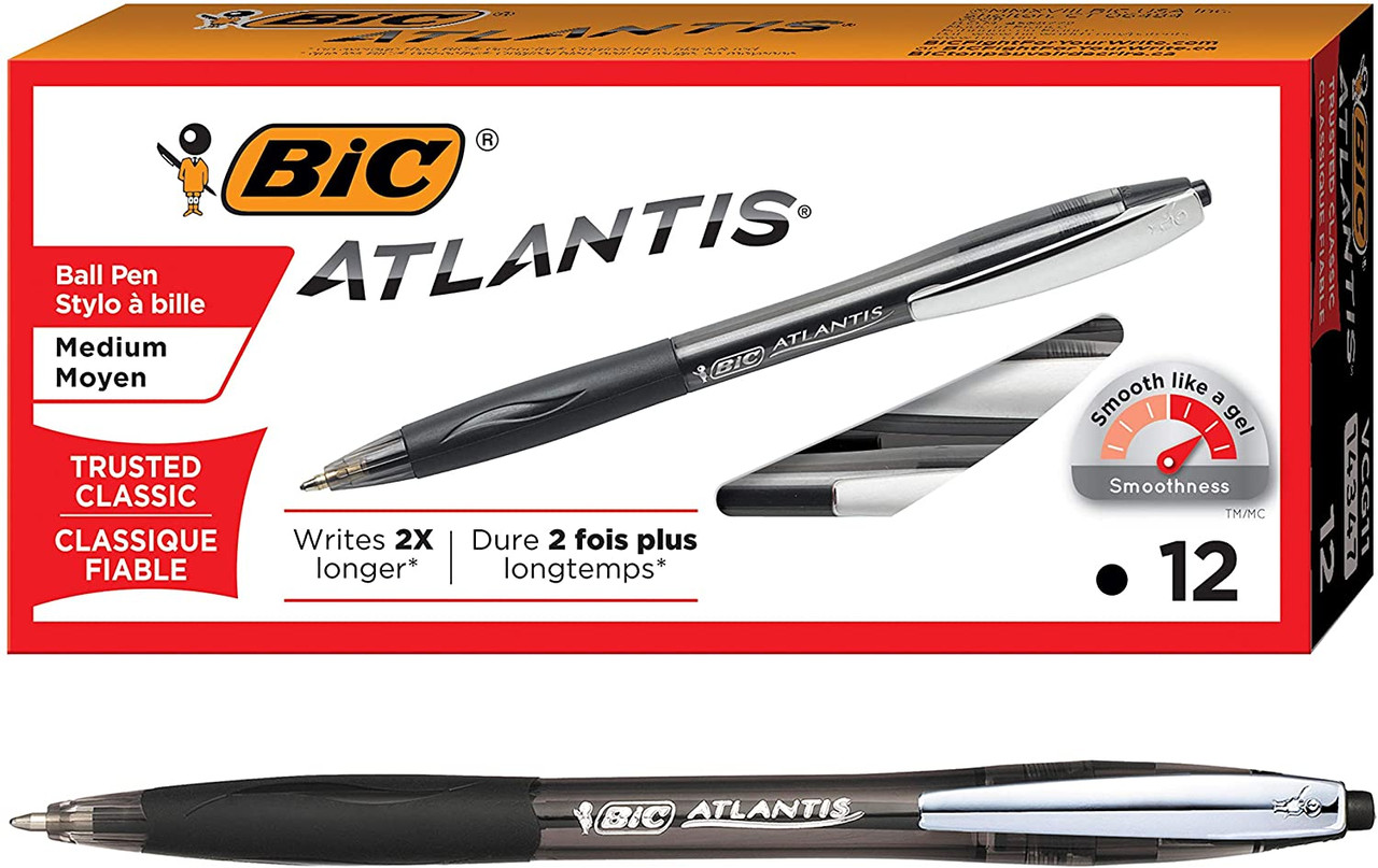 Bic Atlantis Ballpoint Pen Retractable Medium 1mm Blk Box O