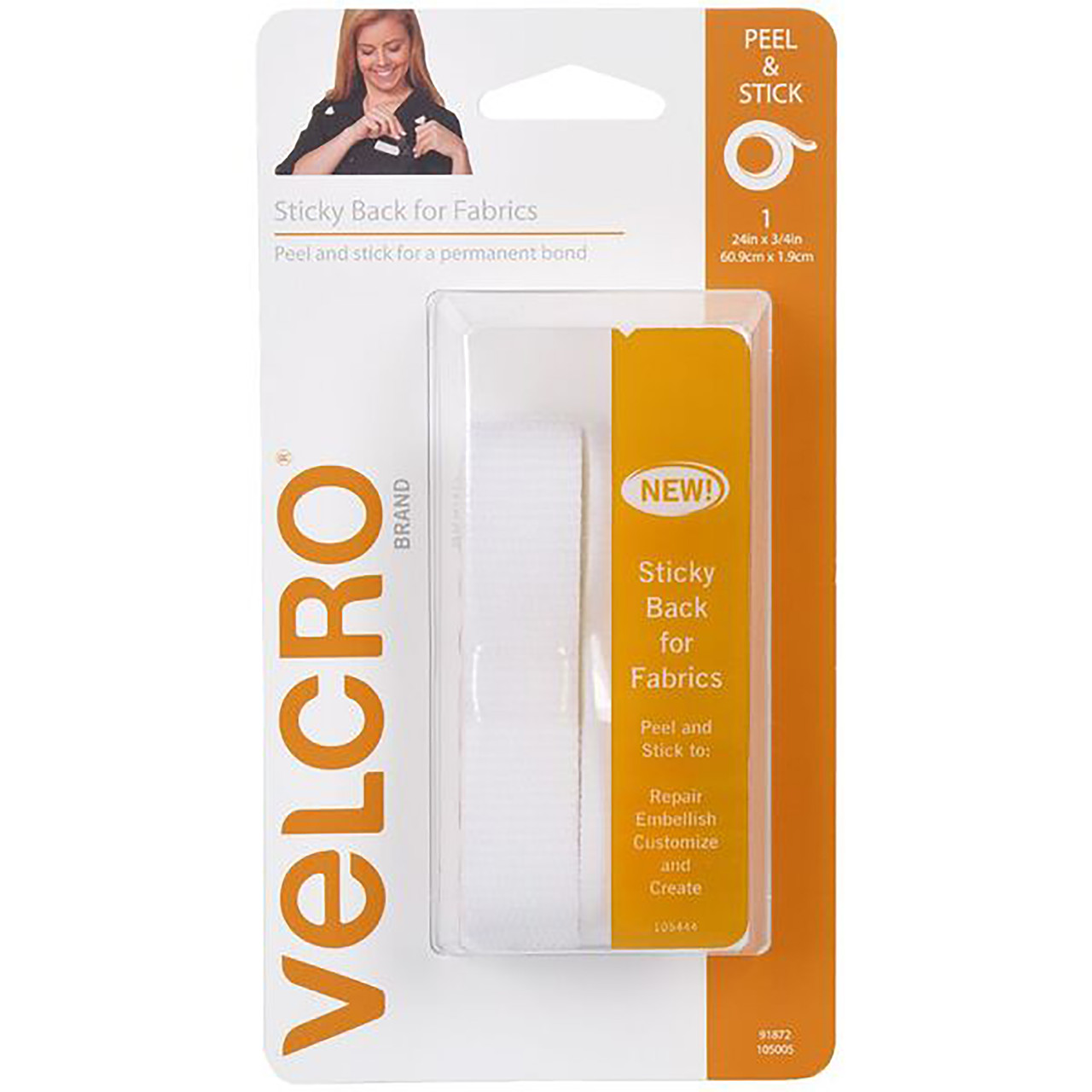 Velcro Brand Sleek and Thin Stick on 24in x 3/4in Tape, Black