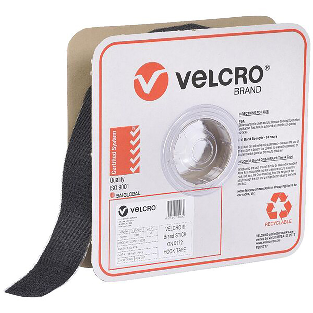 VELCRO - VELCRO Brand Heavy Duty Stick On Hook & Loop Tape - Black 50mm x  2.5m 