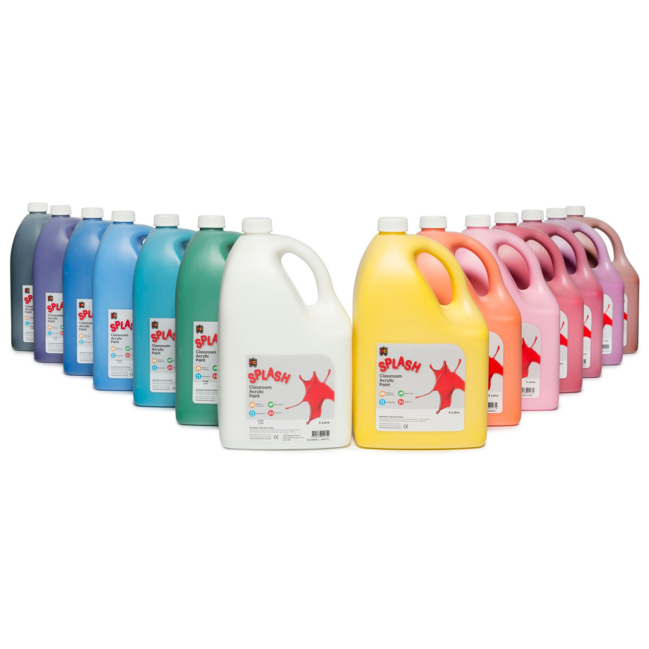 Educational Colours 5L Sunshine Yellow Splash Classroom Acrylic Paint ...
