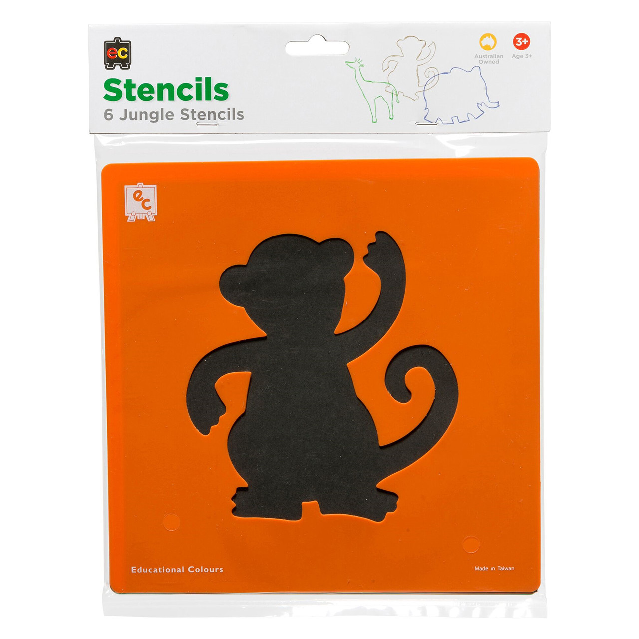 Jungle Animals Stencils Set of 6 Educational Colours Mega Office