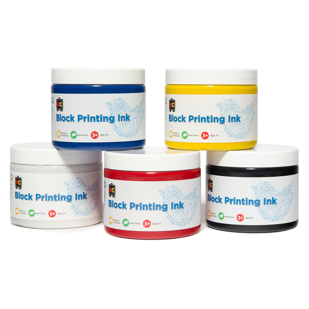 Educational Colours Set of 6 Block Printing Inks 250ml Mega Office