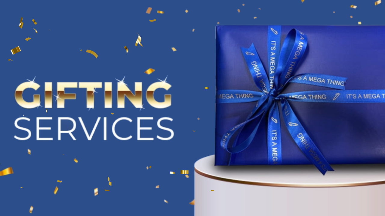 Make Your Gift a Mega Thing with Our Professional Gift-Wrapping and Gift Certificate Services Make Your Gift a Mega Thing with Our Professional Gift-Wrapping and Gift Certificate Services