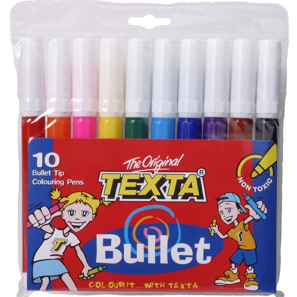 Texta #0180130 Bullet Tip Colouring Marker Assorted Wallet of 10