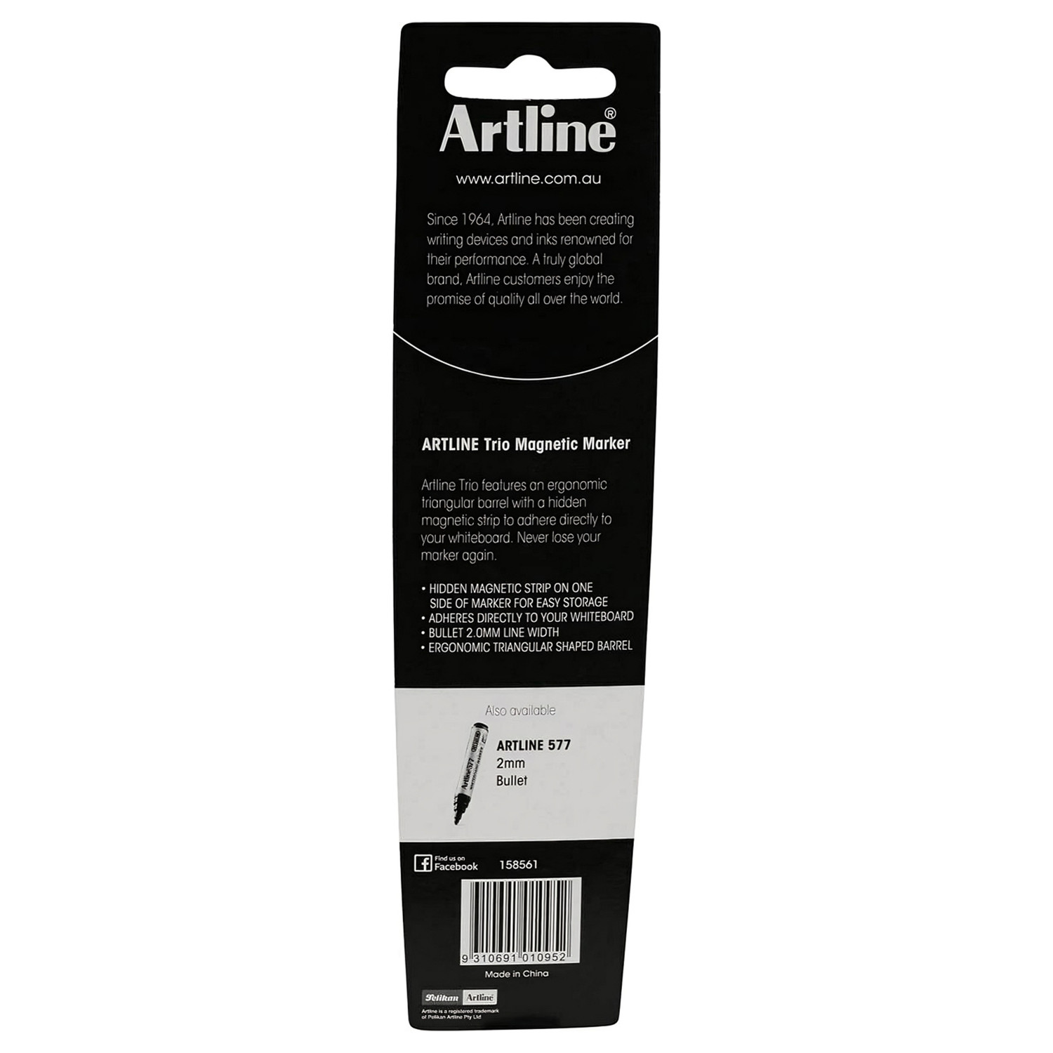 Artline Trio Magnetic WB Marker Black HS Pk1 Mega Office Supplies