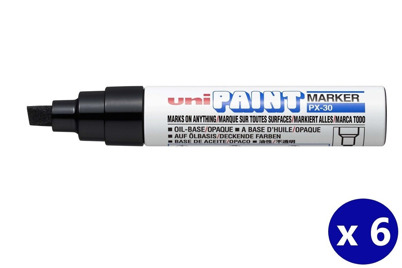 Uni Bold Black Permanent Marker (Chisel Tip) Box of Mega