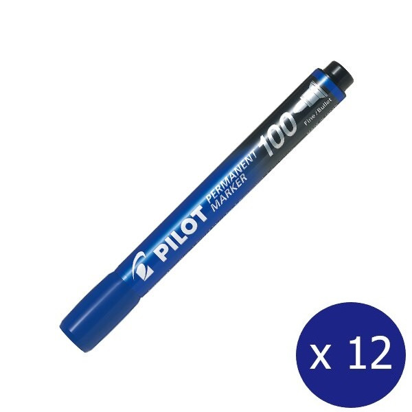 Pilot SCA-100-L Permanent Marker Fine Bullet Tip Blue Box
