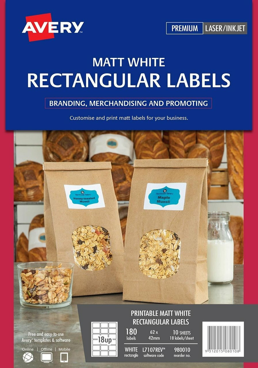 Avery Australia Matt White Removable Round Labels - Printable Product