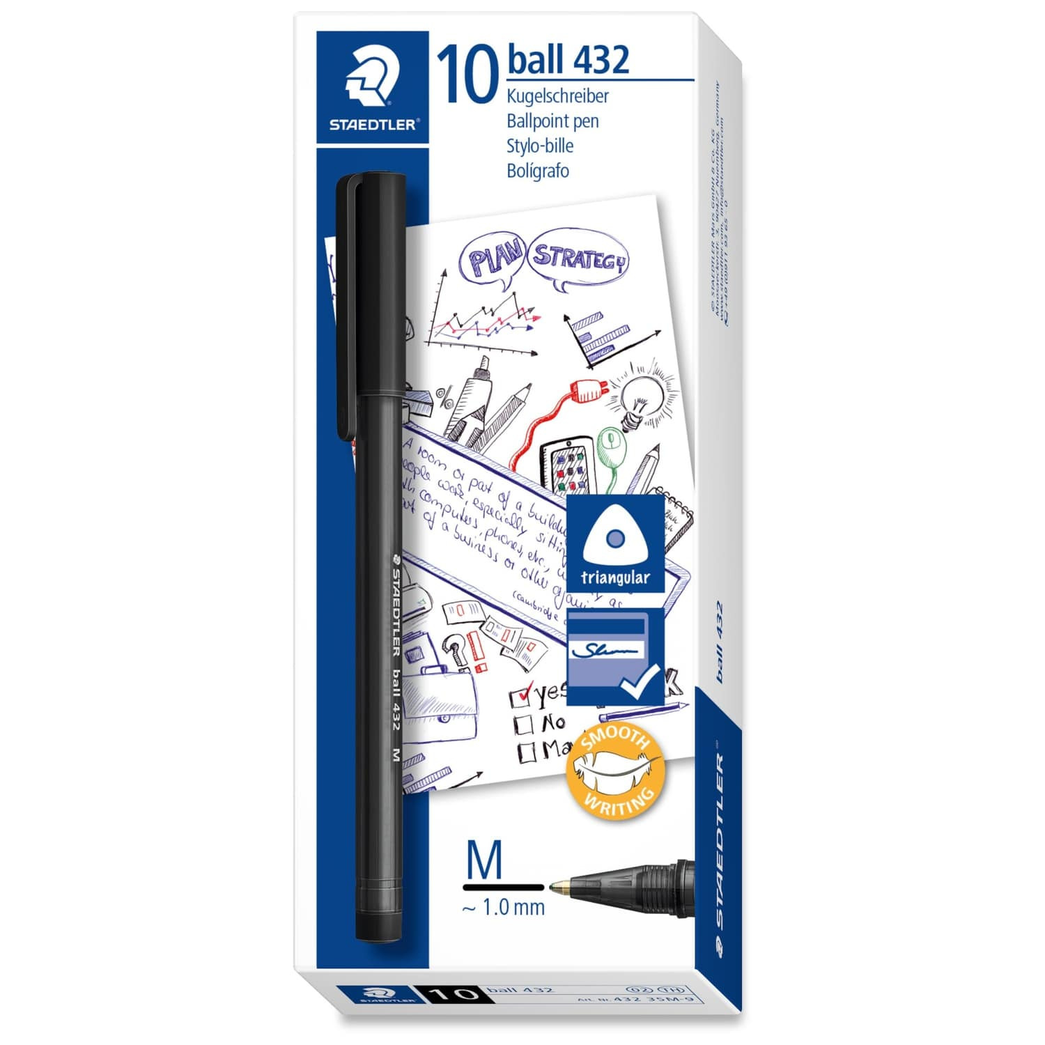 Staedtler 432 35M-9 Stick 432 Triangular Ballpoint Pen Medium
