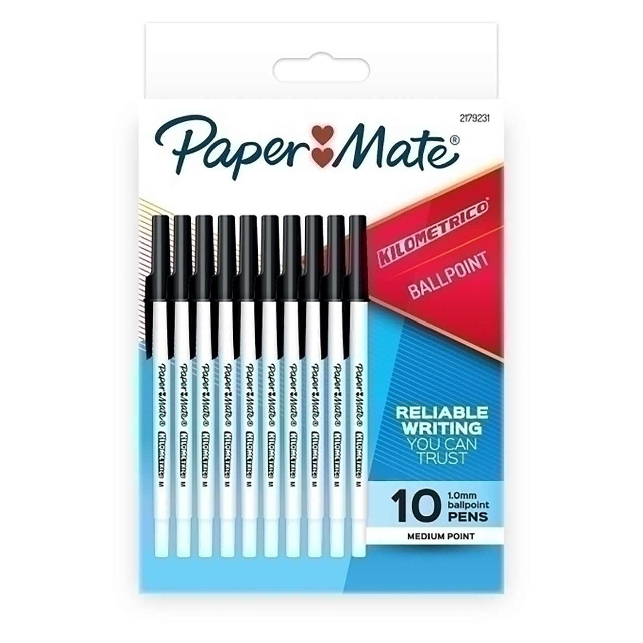 Papermate Kilometrico Ballpoint Pens Black Pack 10 Box of