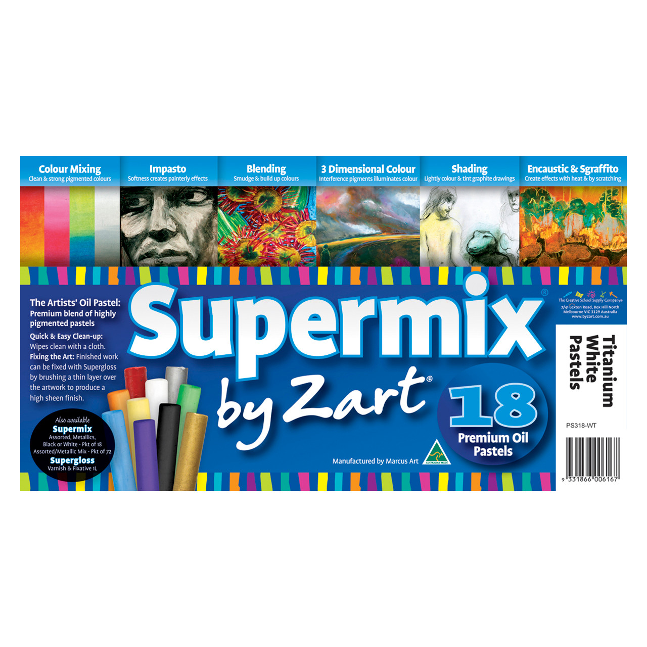 Supermix Oil Pastels Titanium White Pack of 18 Mega Office Supplies
