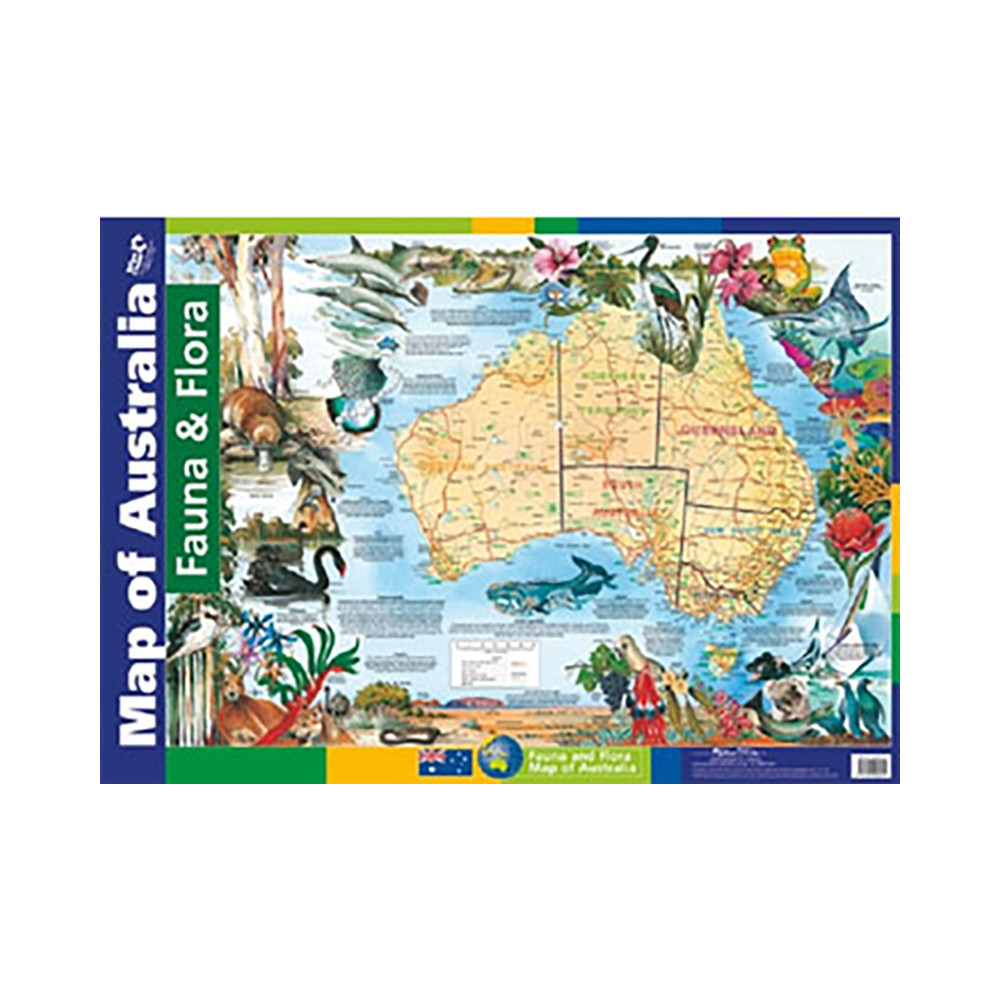 Map of Australia Fauna & Flora Wall Chart Mega Office Supplies