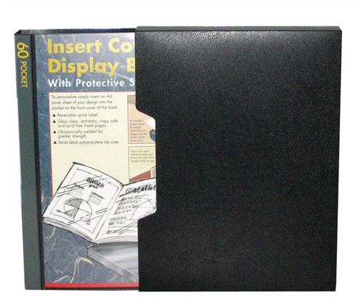Colby 245A-60 Display Book With Insert Front And Slipcase Polypropylene A4 60 Pocket 310Mm X 237Mm X 40Mm Spine Black | Its A Mega Thing