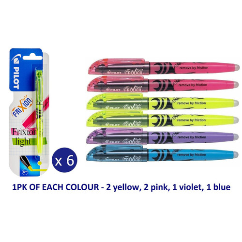 Pilot, FriXion Light Pastel Erasable Highlighters, Chisel Tip, Pack of 5,  Pastel Blue, Pink, Yellow, Green & Purple. in 2023