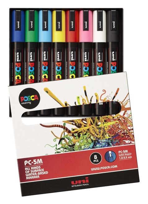 Uni Posca Water Based Markers 8 Pack Assorted Colors Set PC-5M 1.8