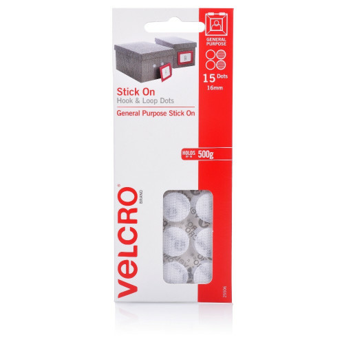 VELCRO Brand Mounting Circles | Adhesive Sticky Back Hook and Loop  Fasteners for Home, Office or Crafting | Strong Secure Hold, 3/8in Circles.  White .
