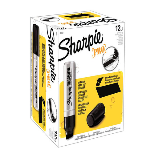 Sharpie 38201 Black Chisel Tip Permanent Marker - 12/Pack