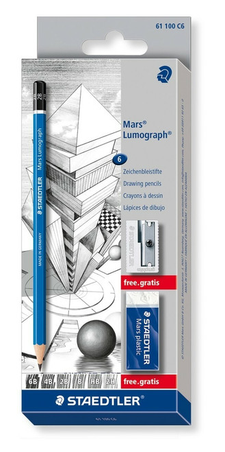 Staedtler Mars Lumograph Art Set | Drawing Kit with Art Pencils, Drawing  Pens, Eraser and Double Hole Sharpener (61 100)