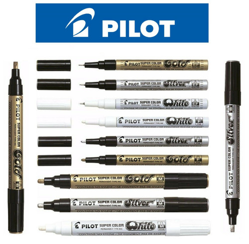 Pilot Supercolour Extra Fine Permanent Marker 1.0 mm Tip - White, Box of 12