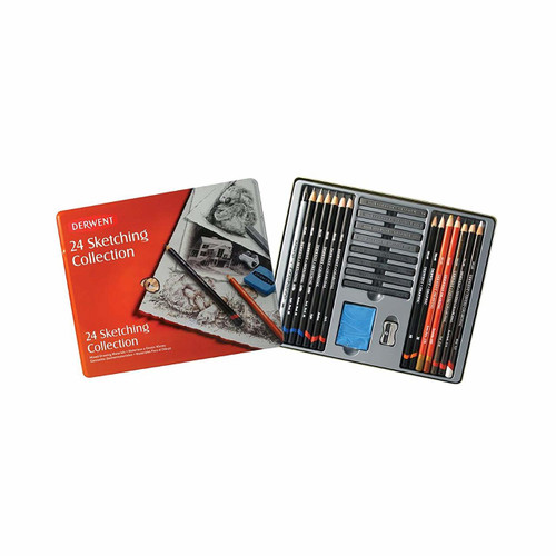 Derwent #R34306 Sketching Mixed Media Tin 24 - Box 3 - derwent artist pencils, derwent procolour, derwent coloursoft, derwent inktense pencils, derwent drawing pencil | It's A Mega Thing