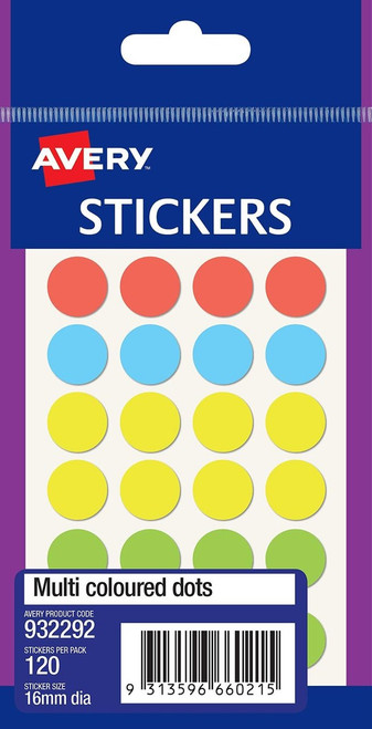 Avery #932294 Multi-Coloured Multi-Purpose Stickers - Circle ...