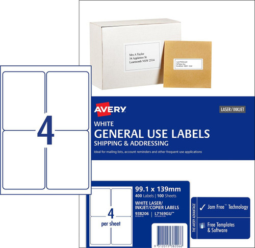 Avery #938200 White General Use Labels (L7157GU) 3300 Labels ...