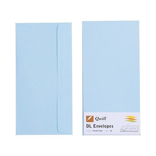 Quill 100850263 Envelope 80Gsm Dl Pack 25 Powder Blue Mega Office