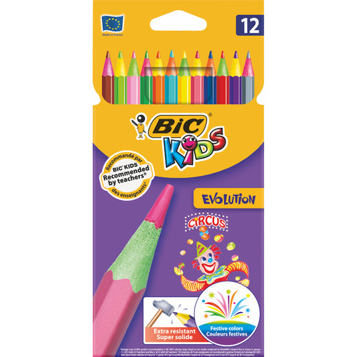 Bic Kids Coloring Combo Pack in Durable Case 12 Each Colored Pencils Crayons Markers