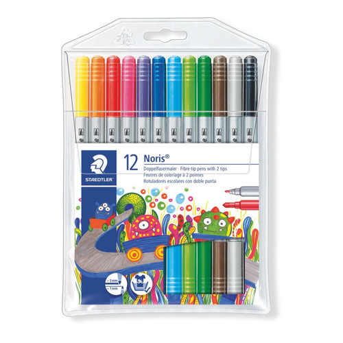 Staedtler Double-Ended Fiber-Tip Pens, Washable Ink, Fine & Bold Writing  and Coloring Tips, 120 Assorted Colors, 3200 TB120, Multicoloured (3200