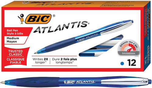 Bic Atlantis Ballpoint Pen Retractable Medium 1mm Blk Box O