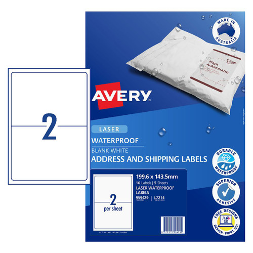 Avery 959425 White Waterproof Labels - L7210 - 5/Pack - 38.1 ...