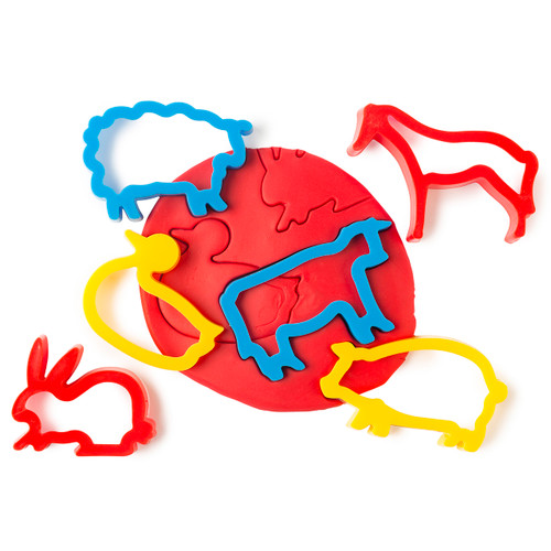 Educational Colours Set of 6 Farm Animal Dough Cutters Mega Office