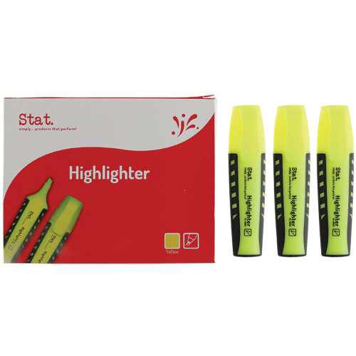 Stat Yellow Highlighters Box of 10 Mega Office Supplies